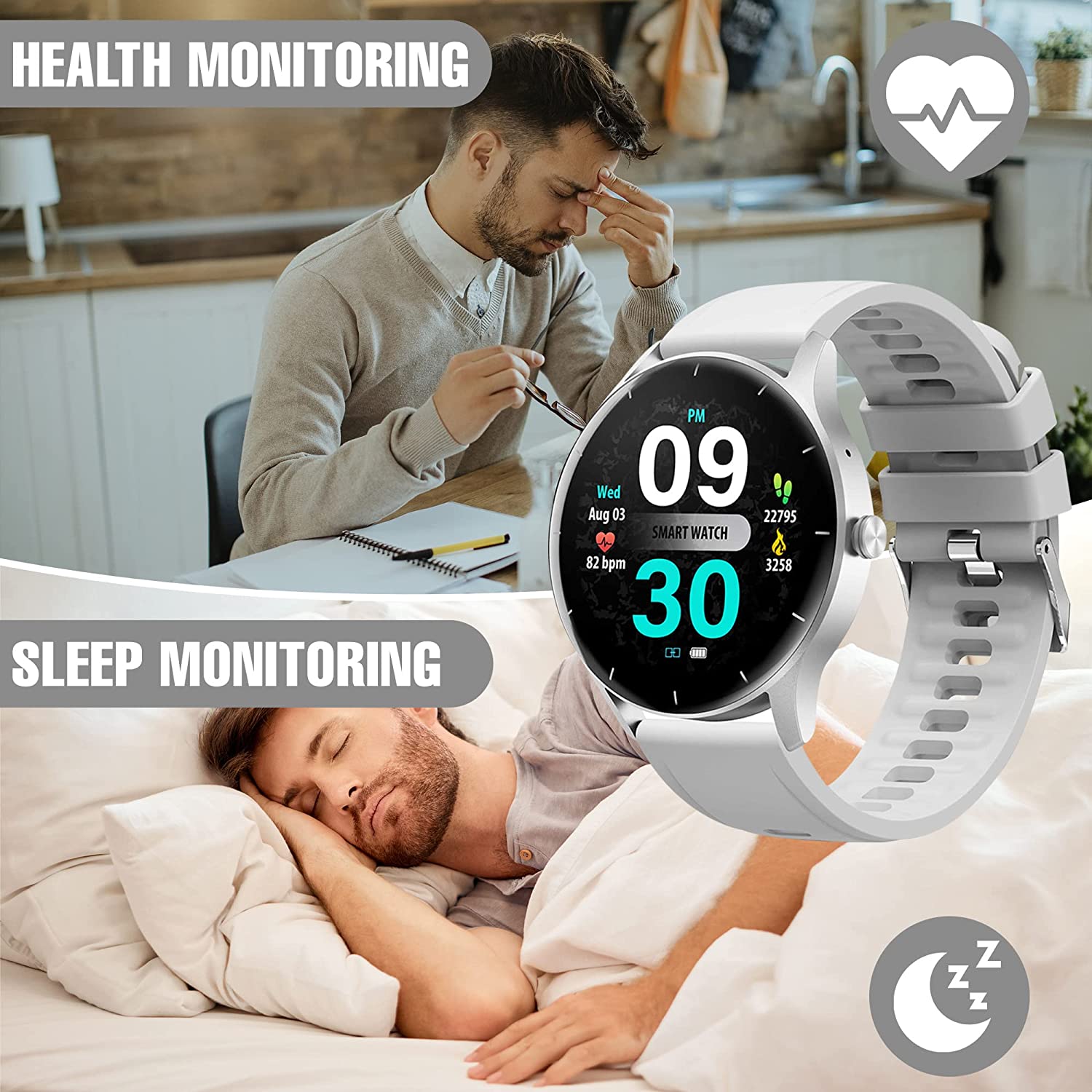 LmtLessDeals ZL50 Smart Watch Full HD Display Touch Screen for Android & iOS Phones - GPS & Fitness Tracker Watches - Heart Rate Sleep & Blood Oxygen Monitor - SMS Reminder Dial & Receive (Black)