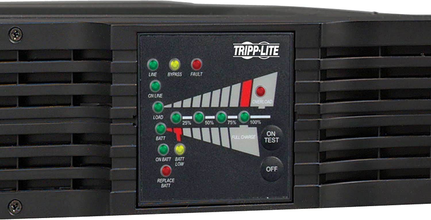 Tripp Lite 2200VA Smart Online UPS Back Up, 1800W Double-Conversion, Extended Run Option, 2U Rackmount, LCD, USB, DB9, 2 Year Warranty & $250,000 Insurance (SU2200RTXLCD2U),Black