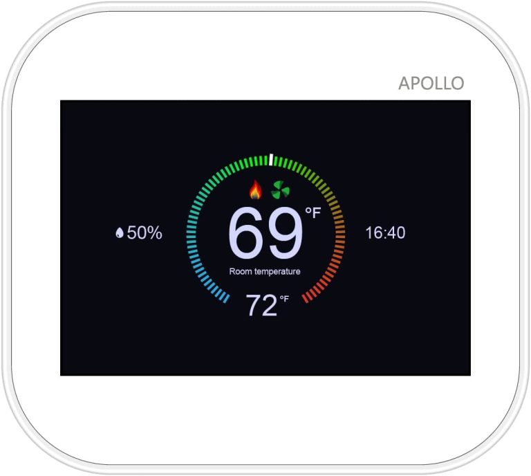 Apollo Programmable Thermostat Fan Coil Unit 2 4 Pipe WiFi Smart Humadity Room Humidity Monitor Home Voice Remote Controlled System Climate Heating Cooling Air Filter Energy Saving Sensor HAVC AC FCU