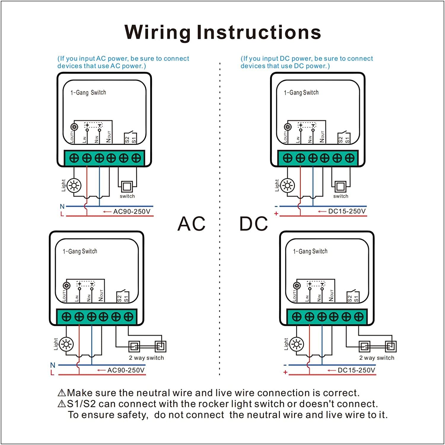 COLOROCK Mini Smart Relay WiFi Switch, DIY Smart Light Switch Module Smart Life/Tuya App, Compatible with Alexa and Google Home Smart Speakers,with Appointment Timing Function. 16A (2Pack).…