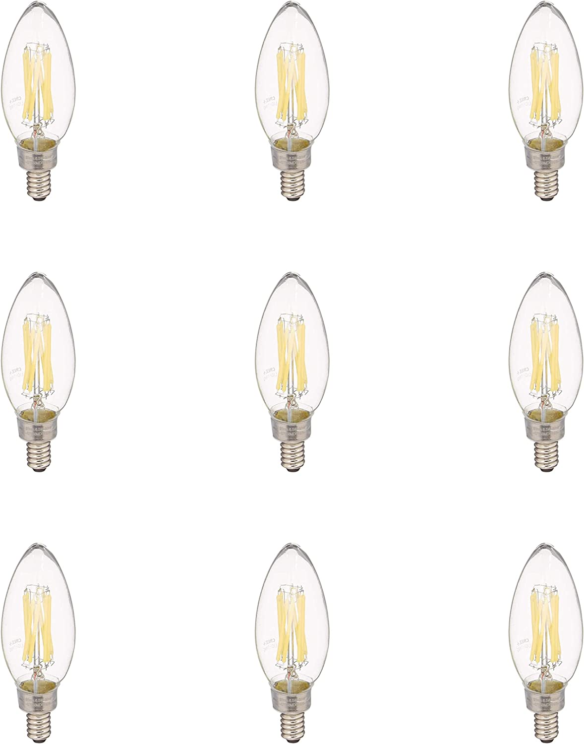 Cree Lighting TB11-07027MDCH25-12DE12-1-12 B11 Clear Glass Filament Candelabra 75W Equivalent, 700 lumens, Dimmable LED Bulb, 2 Count (Pack of 1), Soft White