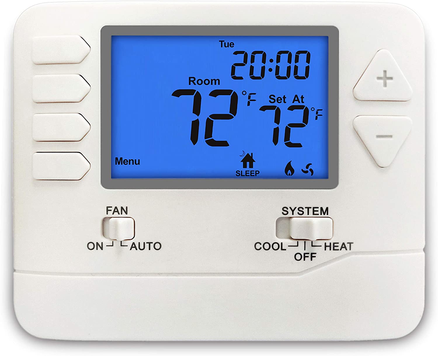 ELECTECK Thermostat, 5-1-1 Day Programmable, Large Digital LCD Display, Compatible w/Single Stage Electrical and Gas System, Up to 1 Heat/1 Cool, White