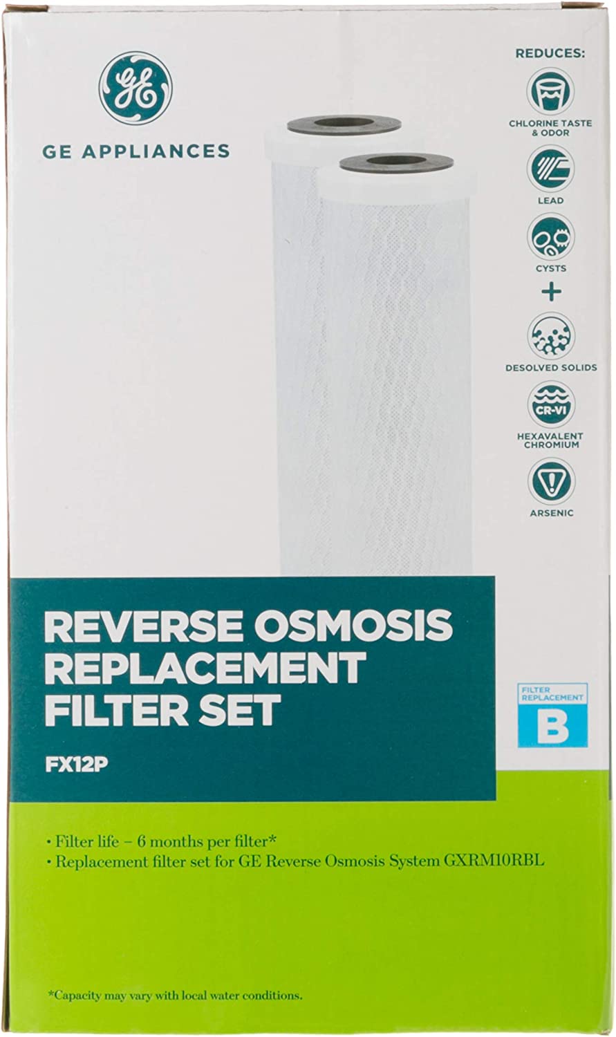 GE FX12P Water Reverse Osmosis Replacement Filter Set, 2 Count (Pack of 1), White