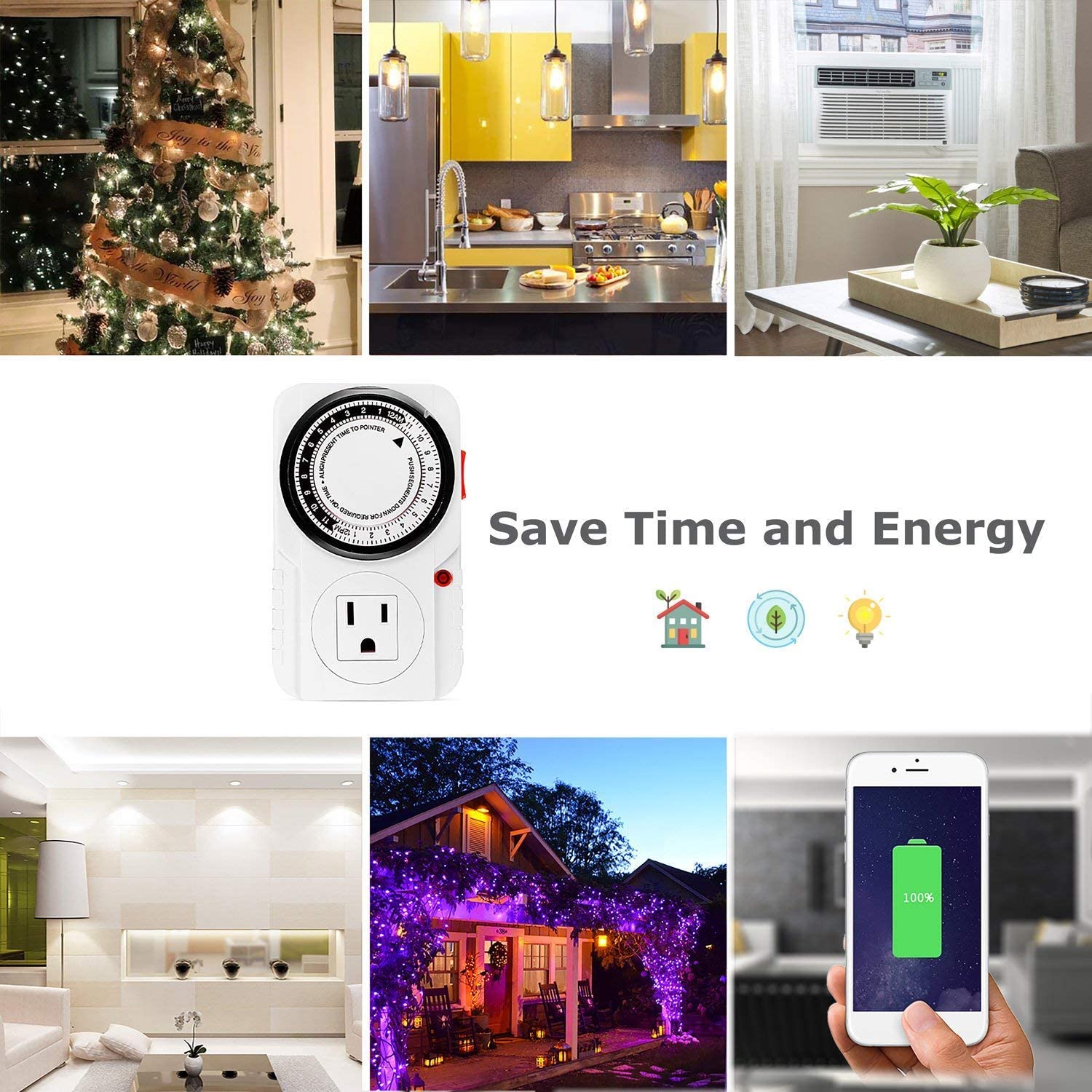 iPower Plug Smart WiFi Outlet with Alexa, Echo, Timer, White