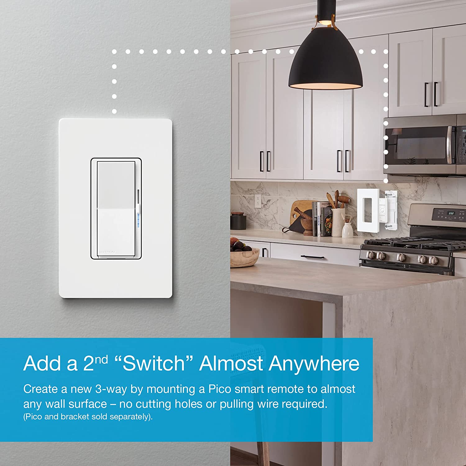 Lutron Diva Smart Dimmer Switch for Caséta Smart Lighting | No Neutral Wire Required | DVRF-6L-LA | Light Almond