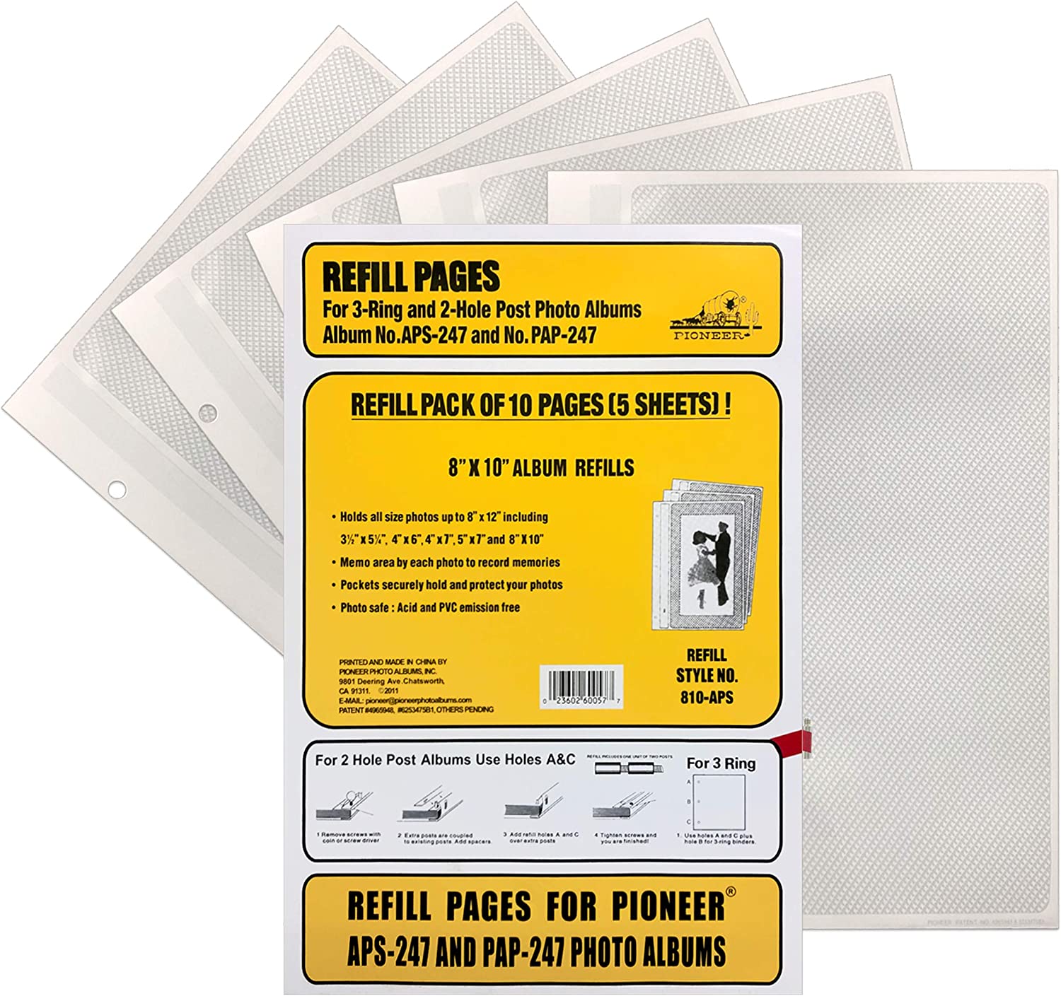 Pioneer Photo Albums 30 Pocket Refill for APS-247 Series Photo Albums, 5 by 7-Inch