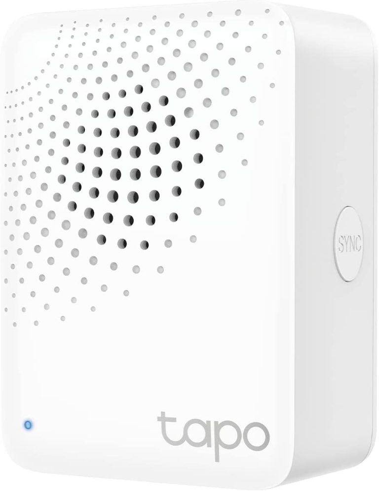 TP-Link Tapo Smart Hub with Built-in Chime, REQUIRES 2.4GHz Wi-Fi, Reliable Long-Range Connections with Tapo Sensors, Sub-1G Low-Power Wireless protocol, Connect with up to 64 smart devices. Tapo H100