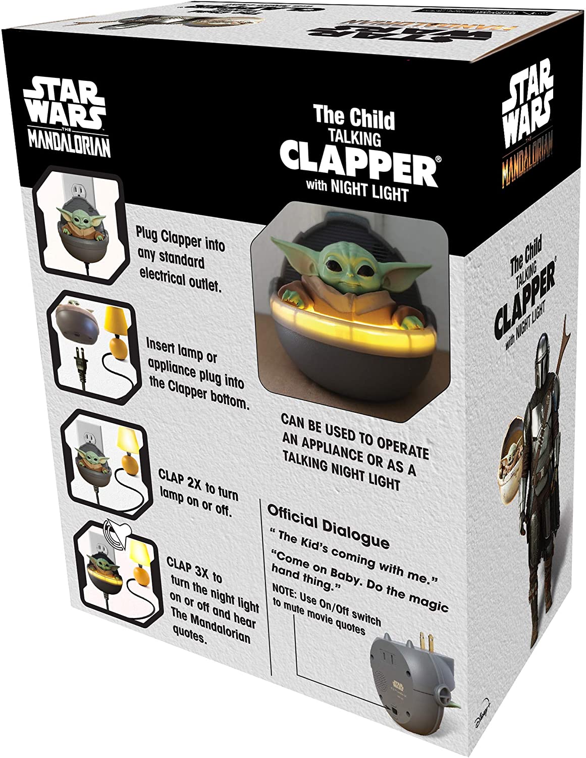 Star Wars Talking Darth Vader Clapper - Wireless Sound Activated On/Off Light Switch, Clap Detection, Perfect for Kitchen/Bedroom/TV/Appliances, 120 V Wall Plug, Smart Home