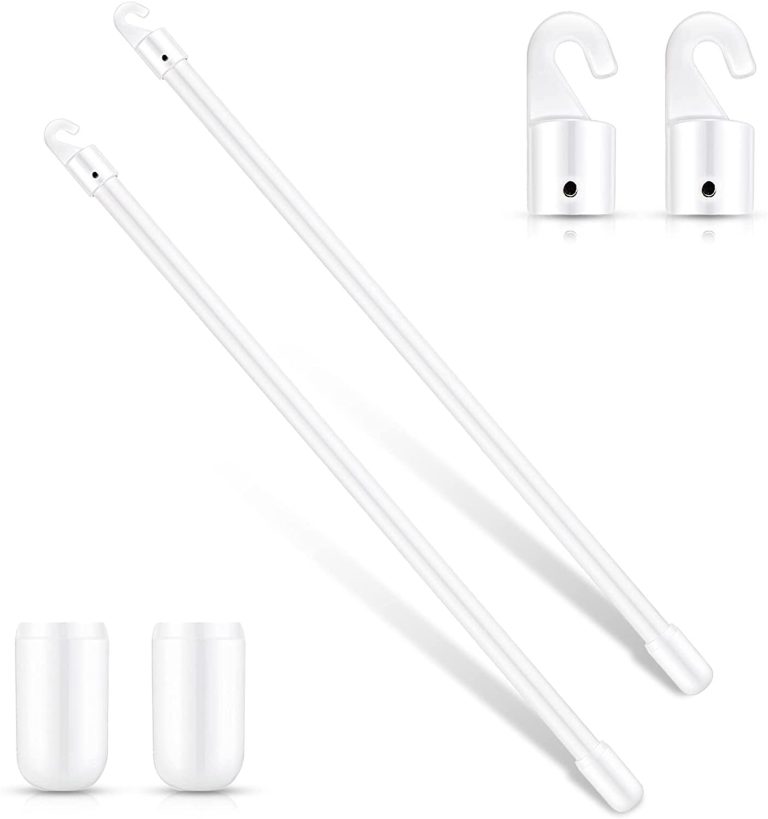 Bokon 2 Pieces PVC Blind Wand White Vertical Blinds Rod Replacement Parts Blind Wand with Hook and Handle Blind Opener Stick Curtain Wand Tilt Rod for Windows Accessory (12 Inch)