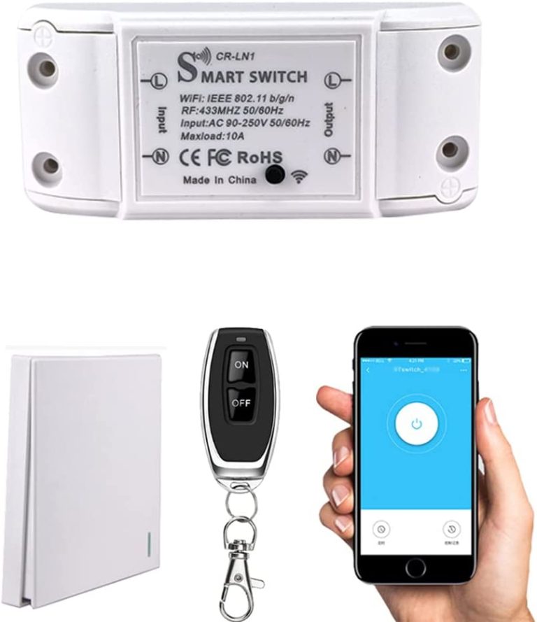 COLOROCK Smart WiFi Light Switch, RF Wireless Remote Control Switch Kit,APP & 433MHz, Compatible with Alexa/Google Home,Voice Control,Timer Function,No Hub Required,1 Way,10A