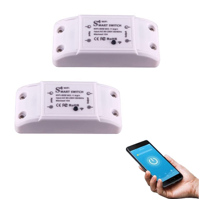 COLOROCK WiFi Wireless Remote Light Switch AC90-250V 10A,1CH Switch Realy,Mobile APP Control, Compatible with Alexa & Google Home Assistant，Voice Control.(2Pack).