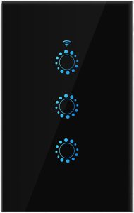 FAN YE WiFi Smart Light Wall Switch Tuya/Ewelink Interruptor Rectangle Touch Glass Panel Remote Control by Alexa Google Home 3 Gang Black Ewelink
