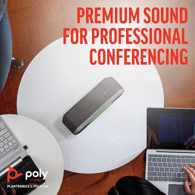 Poly – Sync 40+ Bluetooth Smart Speakerphone (Plantronics) – Flexible Work Spaces – Connect to PC/Mac via Included BT600 Dongle and Smartphones via Bluetooth – Works with Teams, Zoom & More