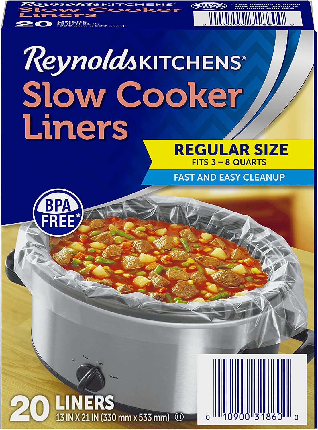 Reynolds Kitchens Slow Cooker Liners, Regular (Fits 3-8 Quarts), 20 Count