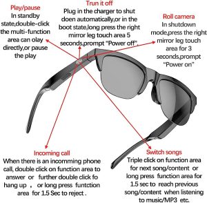 SUNOL F06 Smart Glasses Wireless Bluetooth Sunglasses Open Ear Music&Hands-Free Calling,for Men&Women,Polarized Lenses,IP4 Waterproof,Connect Mobile Phones and Tablets