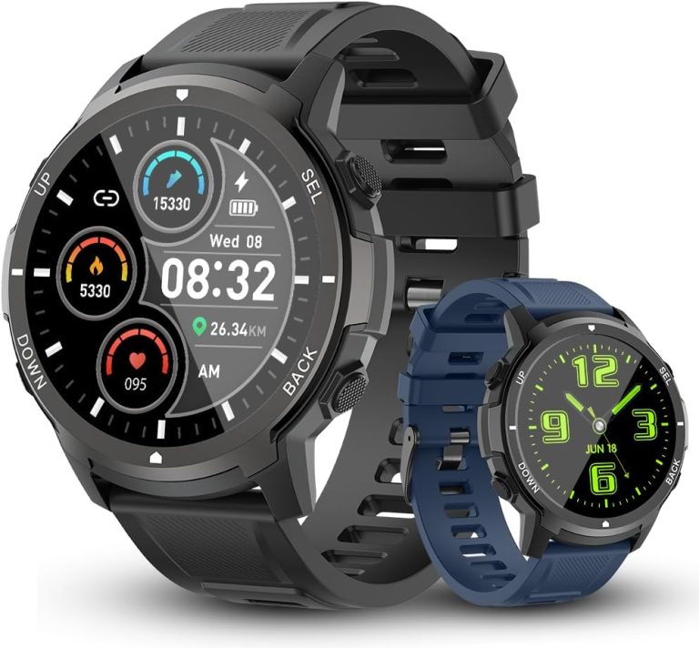 Basznrty Smart Watch for Men Fitness: (Make/Answer Call) Bluetooth Military Smartwatch for Android iPhone Phones Waterproof Outdoor Tactical Digital Sport Run Watches Tracker Sleep Heart Rate Monitor