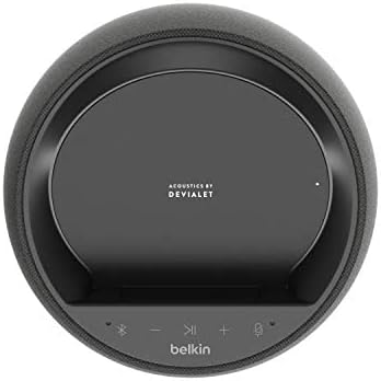 Belkin SOUNDFORM Elite Hi-Fi Smart Speaker + Wireless Charger (Alexa Voice-Controlled Bluetooth Speaker) Sound Technology By Devialet, Fast Wireless Charging for iPhone, Samsung Galaxy & More – White