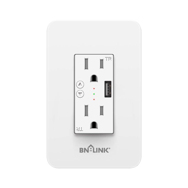 BN-LINK Electrical Outlet in-Wall Smart Wi-Fi Outlet with High Speed 2.1A USB Port – Compatible with Amazon Alexa and Google Assistant – Wireless and Voice Control