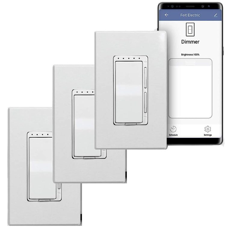 Feit Smart Dimmer Switch 2.4GHz Wi-Fi Light Switch Works for Smart Phone Tablet Alexa,Google iOS Voice Controlle App & Timer Home Office UL Certified – No hub Required (3X Pack FFP Packing)