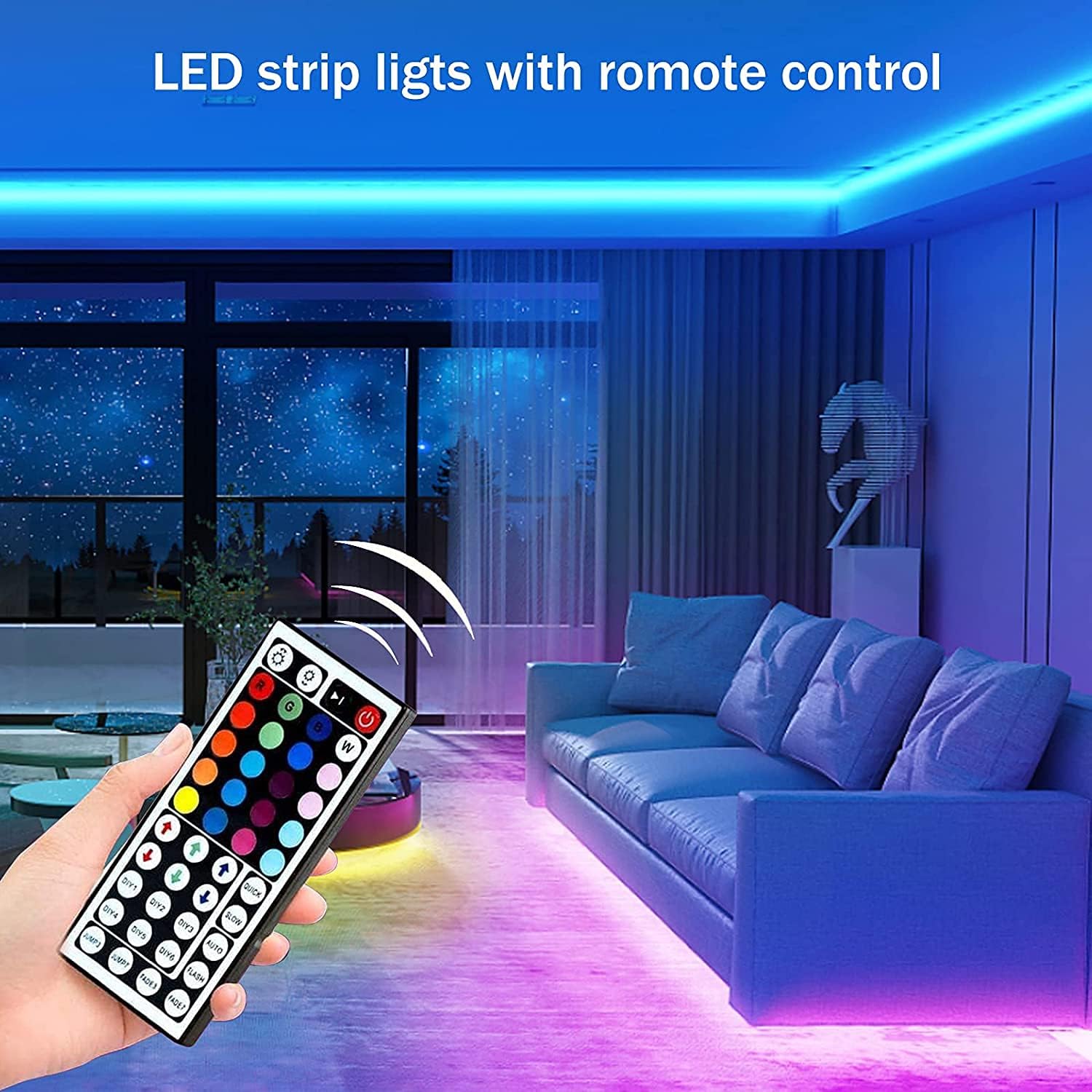 Keepsmile 100ft Led Strip Lights (2 Rolls of 50ft) Bluetooth Smart App Music Sync Color Changing RGB Led Light Strip with Remote and Power Adapter,Led Lights for Bedroom Room Home Decor Party Festival