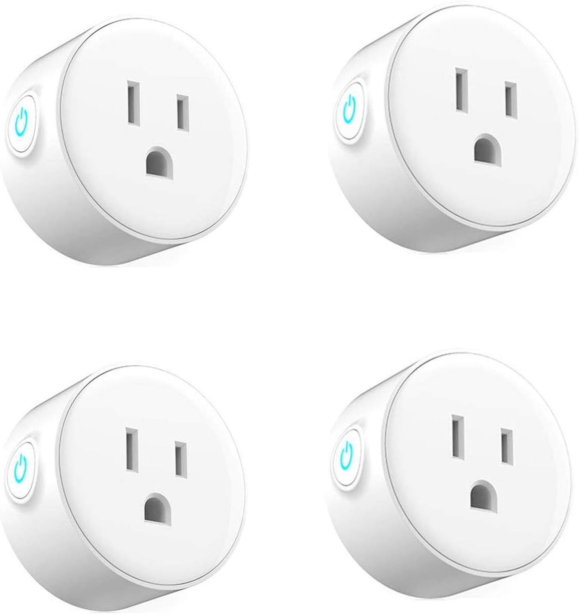 WOOSTAR WIFI Smart Plugs, Mini WiFi Outlet Compatible with Alexa, Google Assistant for Voice Authority, No Hub Required, WiFi Enabled Remote Command, Timer Function-4 Pack