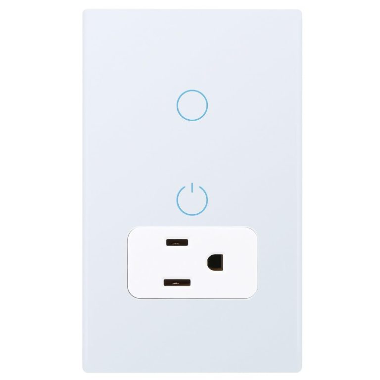 DUCHOW WiFi Smart Outlet and Switch Combo, Neutral Wire Required, Individual Control, Touch Panel, Tuya APP Smart Life, 15A /90-250V AC 60Hz, Compatible with Alexa and Google Home, Combo Style, White