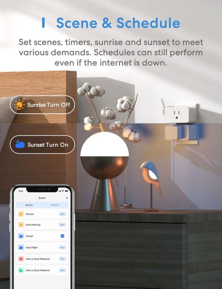 Meross Smart Plug Mini, 15A & Reliable Wi-Fi, Support Apple HomeKit, Siri, Alexa, Echo, Google Assistant and Nest Hub, App Control, Timer, No Hub Needed, 2.4G WiFi Only, 4 Pack