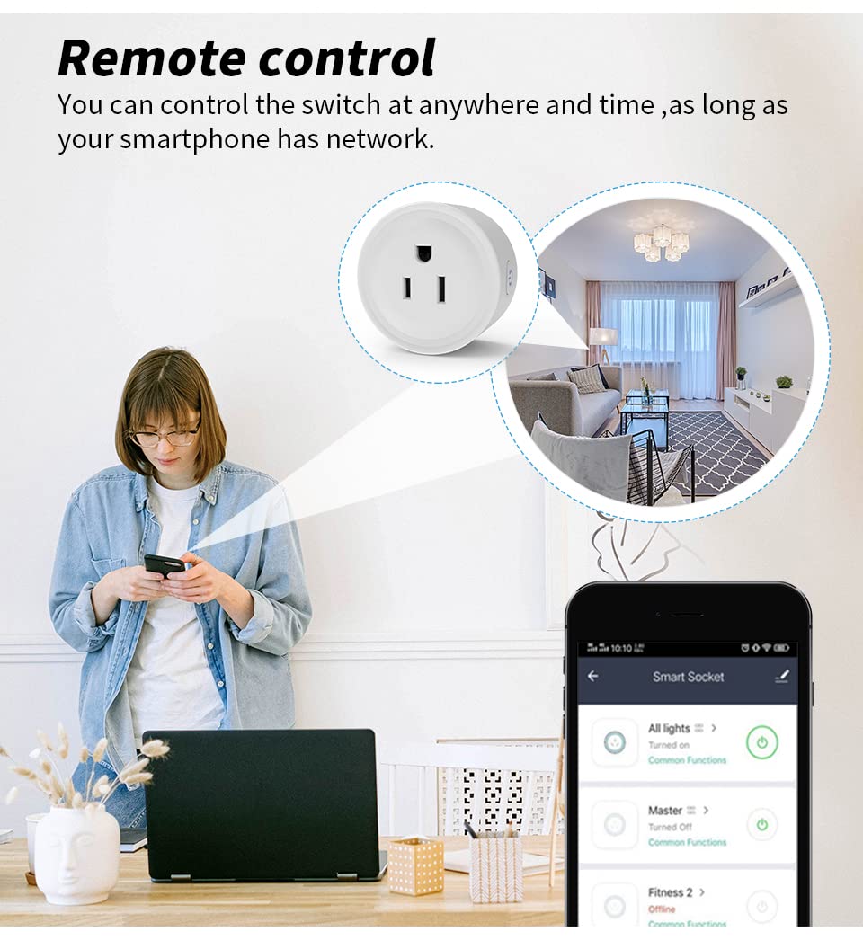 Smart Mini Plug – WiFi Electric Outlet with Alexa, Echo, Google Home Assistant, Tuya/SmartLife, Group Share&Voice/Remote Control, Surge Protector, Scheduling, Energy Monitoring, ETL FCC Certified (1)