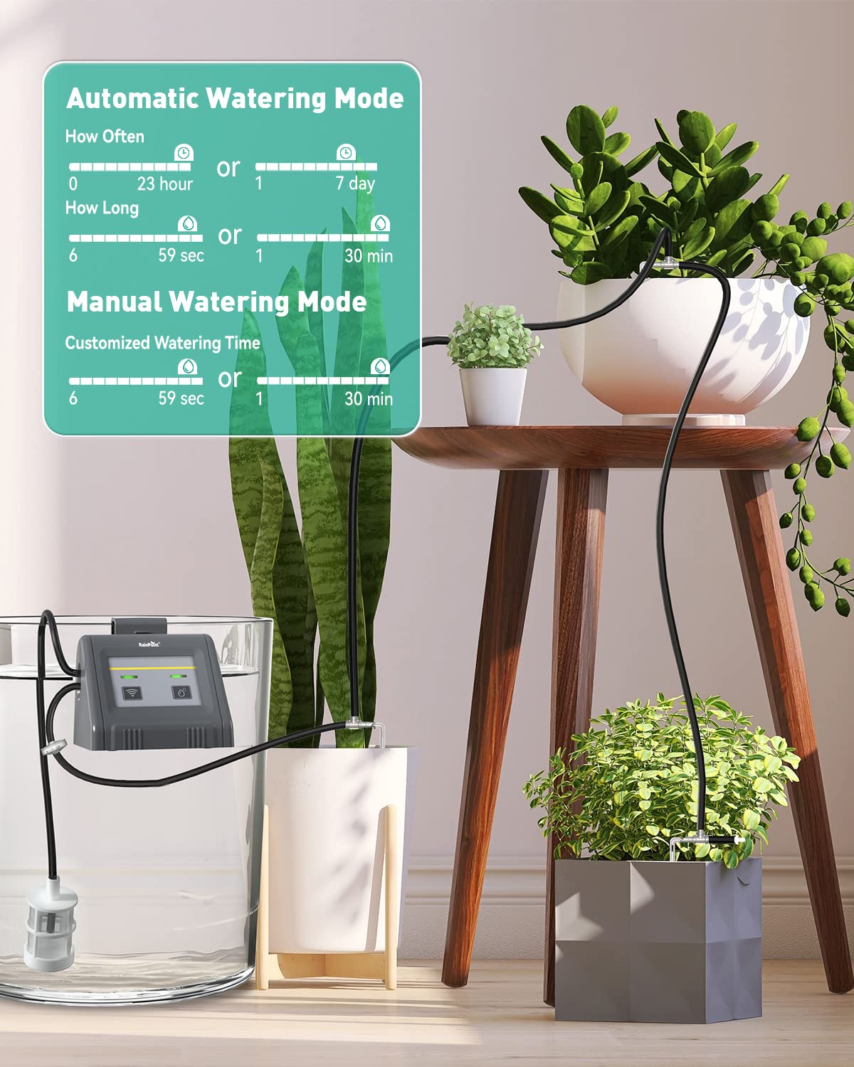 RainPoint Automatic Watering System, Plant Self Watering System Automatic Drip Irrigation Kit with Pump,Indoor Irrigation System for Potted Plants, APP Remote Control with Auto/Manual/Delay Mode