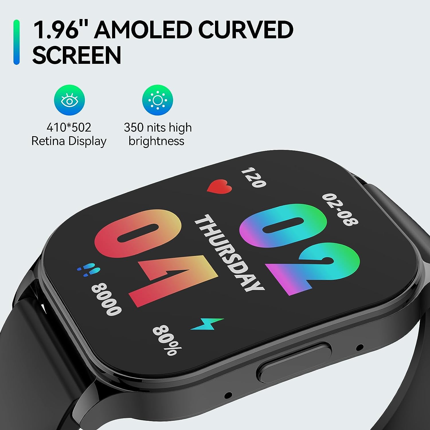 anyloop Smart Watch for Men Women, 1.96″ AMOLED Display, Fitness Watch(Answer/Make Call) with Heart Rate Sleep SpO2 Monitor,IP68 Waterproof Activity Trackers and Smartwatches for iOS and Android