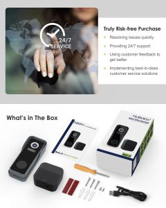 MUBVIEW Wireless Doorbell Camera with Chime, WiFi Video Doorbell Camera with Voice Changer, Motion Detector, Anti-Theft Device, 2K HD, Night Vision, 2-Way Audio, Storage (Optional)