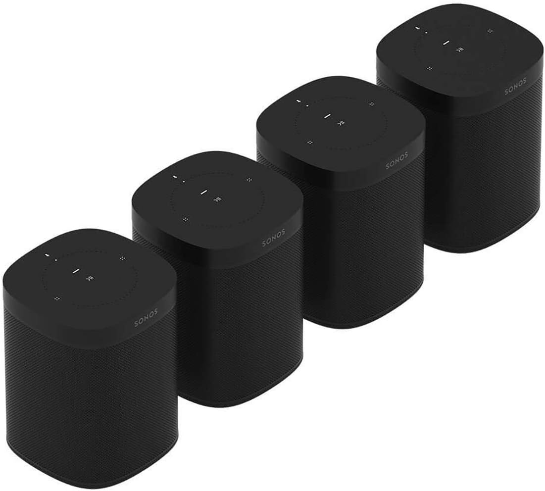 Sonos One (Gen 2) Four Room Set Voice Controlled Smart Speaker with Amazon Alexa Built in (4-Pack Black)