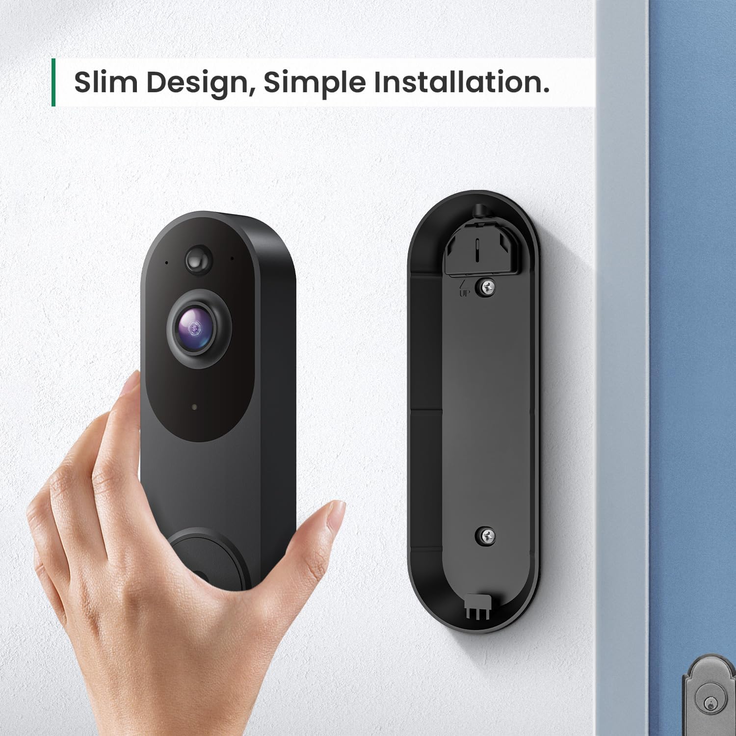 GridTera Smart Video Doorbell Camera Wireless, AI Human Detection and Instant Alerts, Night Vision, 2-Way Audio, Battery Powered, Cloud Storage, 2.4G WiFi, Live View, Indoor Outdoor Surveillance