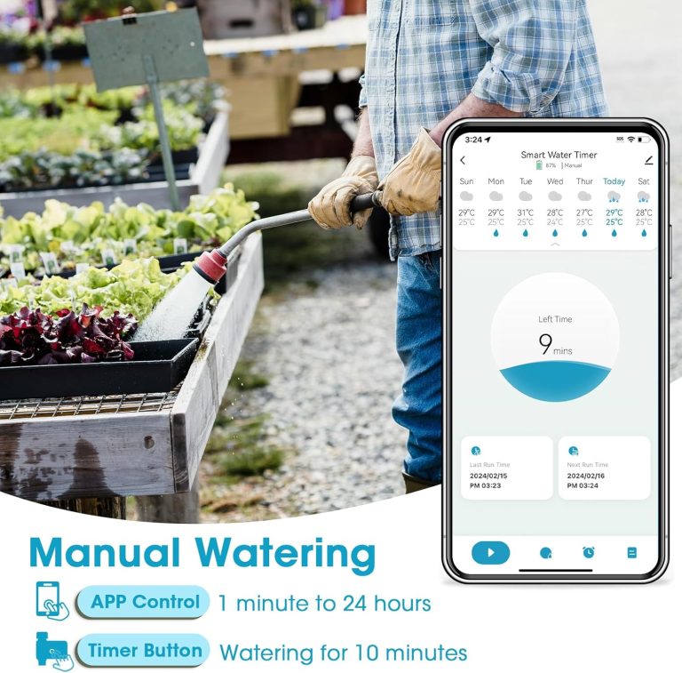 WiFi Sprinkler Timer Water Timer, Smart Hose Faucet Timer, APP & Voice Control, Remote Control Irrigation System via 2.4Ghz WiFi & Bluetooth, Compatible with Alexa