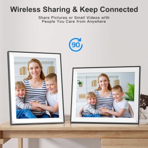 32GB Large Digital Photo Frame - 17-inch Electronic Digital Photo Frame, Dual-WiFi Smart Digital Photo Frame IPS Touch Display, Auto-Rotate, Easy to Share Photo Video via App Email, Mom