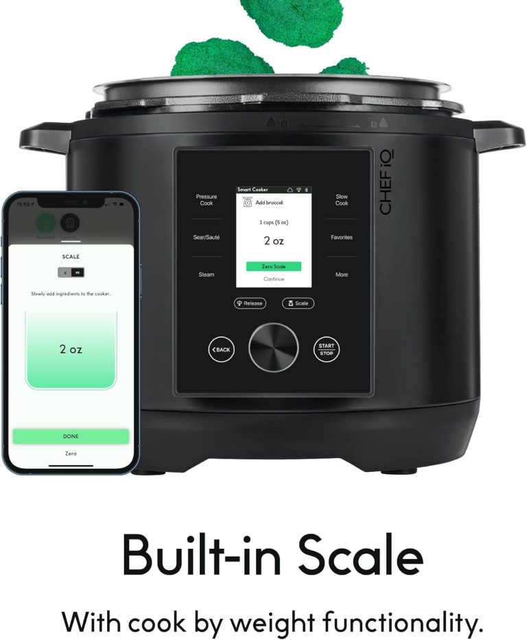 CHEF iQ Smart Pressure Cooker 10 Cooking Functions & 18 Features, Built-in Scale, 1000+ Presets & Times & Temps w/App for 600+ Foolproof Guided Recipes, Rice & Slow Electric MultiCooker, 6 Qt