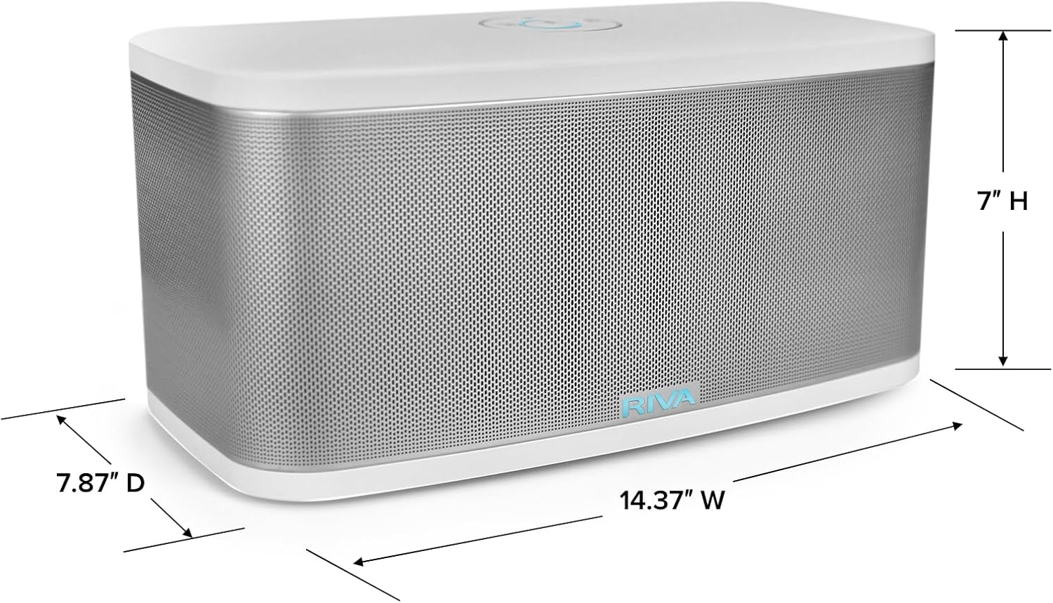 RIVA Upgraded Stadium Wireless Smart Hi-Fi Speaker with Alexa Voice Control, 10 Drivers, 200W, Multiroom Music System, Support Airplay 2, Spotify Streaming, Wi-Fi, Bluetooth (White)