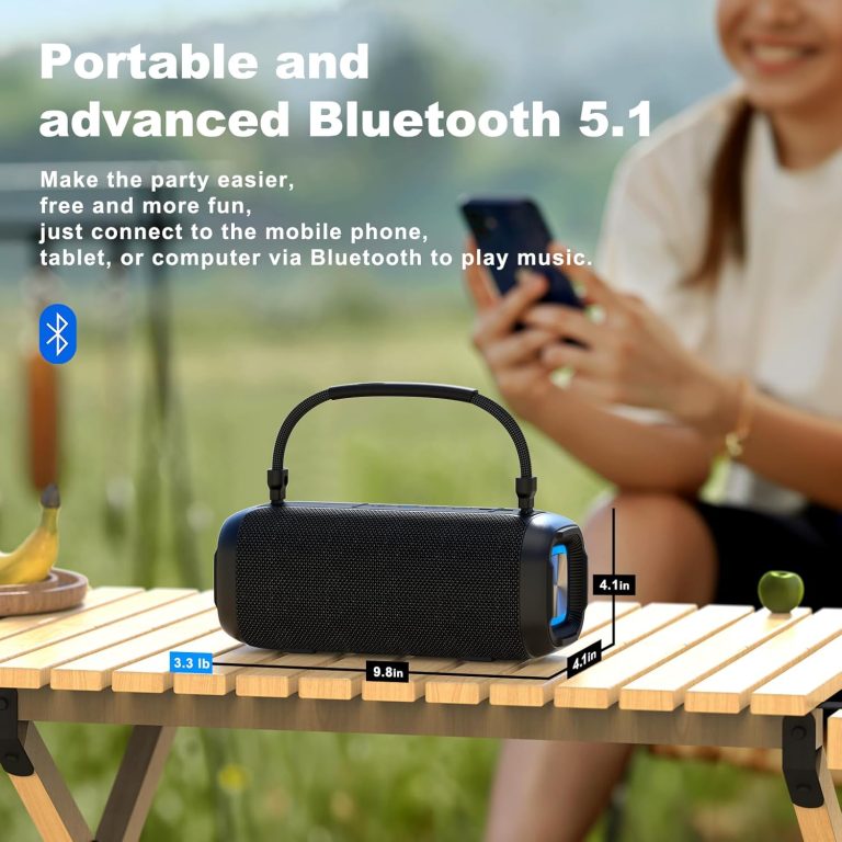 Bluetooth Speaker Portable Waterproof Speakers, Wireless Karaoke Microphone IPX7 Peak Power 80W RGB Light Bass Stereo Sound for Outdoor, Small & Big Home Speaker Set