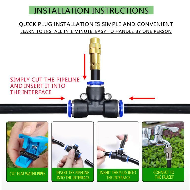 Greenhouse Drip Irrigation Kit Automatic Irrigation System 360°Adjustable 20 Brass Spray Nozzles 1/2 inch Irrigation Tubing Hose Patio Misting Plant Watering with 65Ft Blank Distribution Tubing Hose