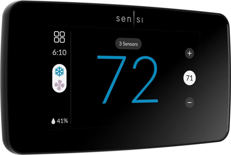 Sensi Touch 2 Smart Thermostat with Touchscreen Color Display, 100 Years of Expertise, Programmable, Wi-Fi, Data Privacy, Easy DIY, Works with Alexa, Energy Star Certified, ST76W, C-Wire Required