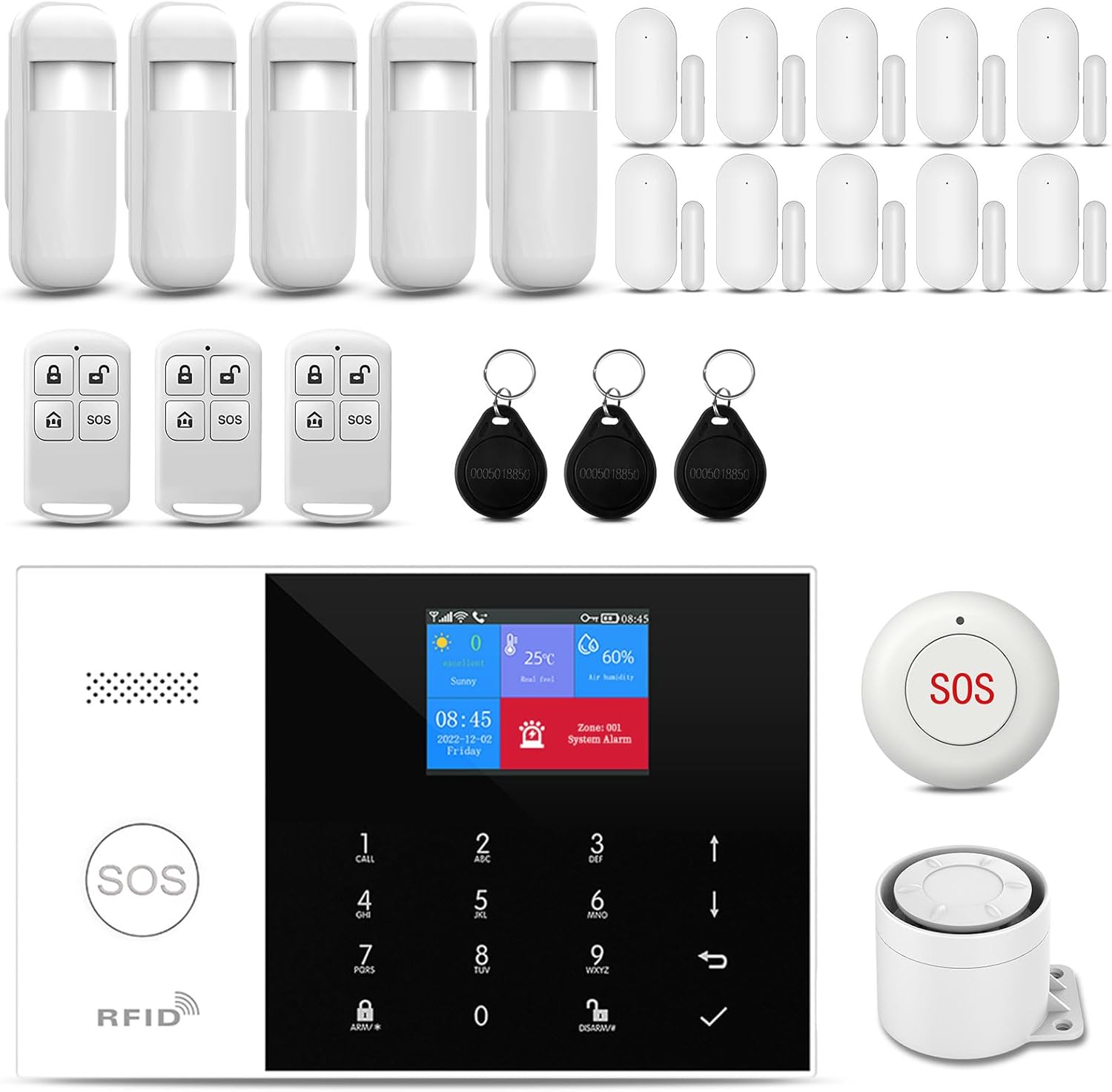 PGST Wireless Home Alarm System 24-Piece Kit, WiFi/4G Alarm System for Home Security with Phone APP Alert (Door Sensor,Siren,Remote, Motion Detector) for Home, Apartment, Work with Alexa