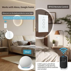 Smart Switch Smart Light Switch 2.4GHz Wi-Fi Light Switch Works Smart Switches for Lights with Alexa Google Assistant Alexa Light Switch Neutral Wire Required Single Pole Remote Control Schedule