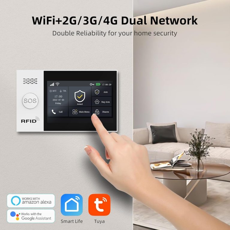 YBJ Full Touch Screen Wireless Smart Home alarm system, DIY 4G and WiFi Burglar Alarm System for Home Security with APP Alert, 24-Piece-Kit (Motion Detector, Door Window Sensor, Remote Control, Siren)