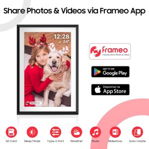 ApoloSign Digital Picture Frame 10.1 inch, Frameo Digital Photo Frame, WiFi Electronic Frame with 32GB Storage, 1280×800 HD IPS Touch Screen, Auto-Rotate, Slideshow, Share Photos/Videos Instantly