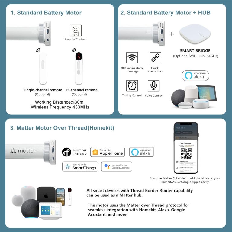 Bringnox Motorized Blinds with Remote,100% Blackout Smart Roller Blinds Compatible with Apple Homekit Google Home and Alexa Via HUB,and Motorized Window Blinds Customized