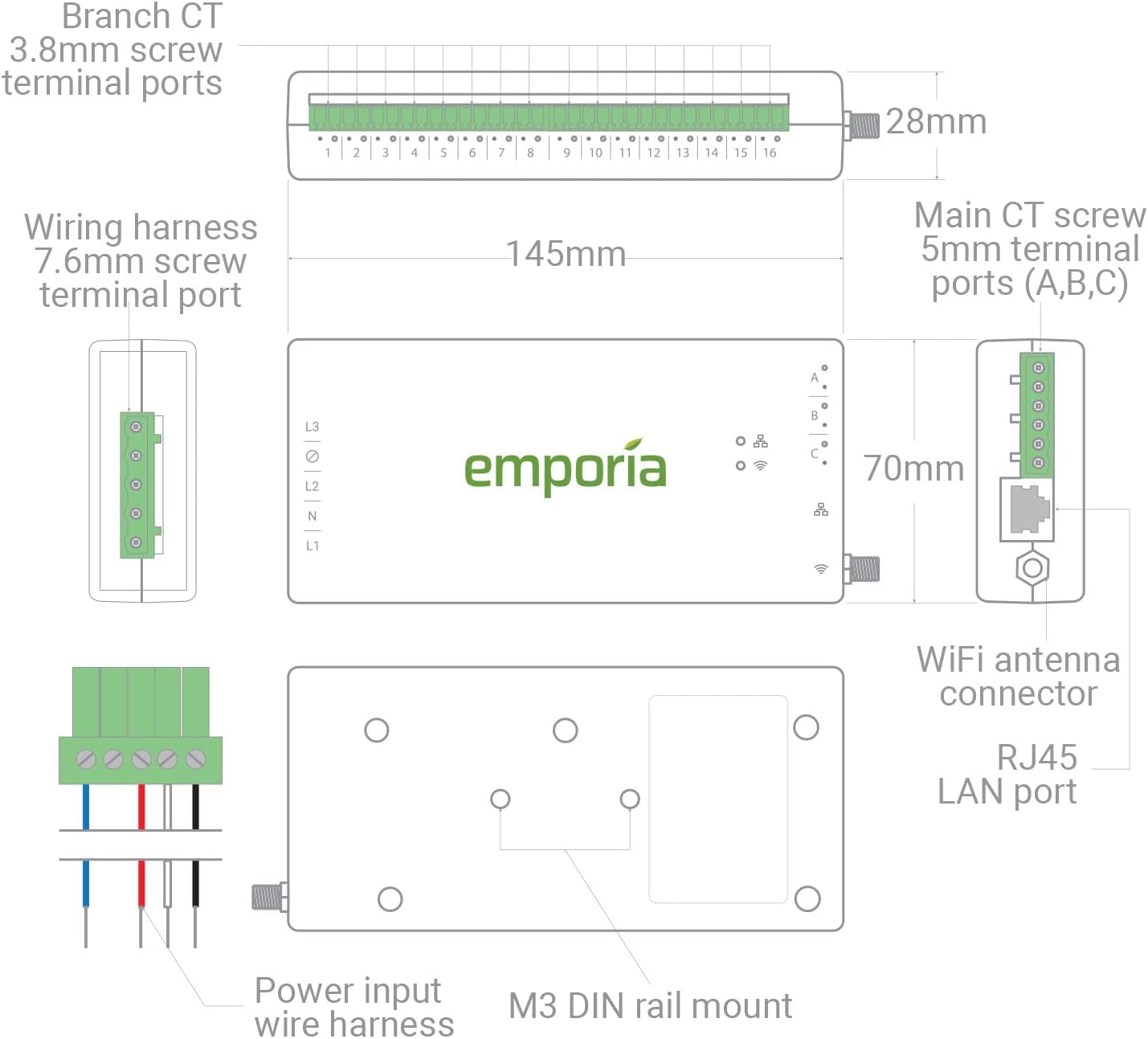 Emporia Gen 3 Smart Home Energy Monitor with 16 50A Circuit Level Sensors | Home Energy Automation and Control | Real Time Electricity Monitor/Meter | Solar/Net Metering