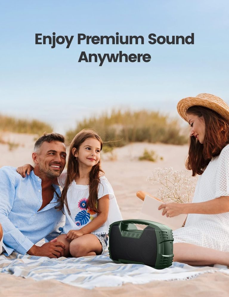 IPX7 Waterproof Bluetooth Speaker, 40W(60 Peak) Portable Wireless Speakers with Subwoofer, 32H Playtime, Stereo Loud Sound, Deep Bass, Bluetooth 5.0 with Handle for Pool, Beach, Outdoor, Gifts