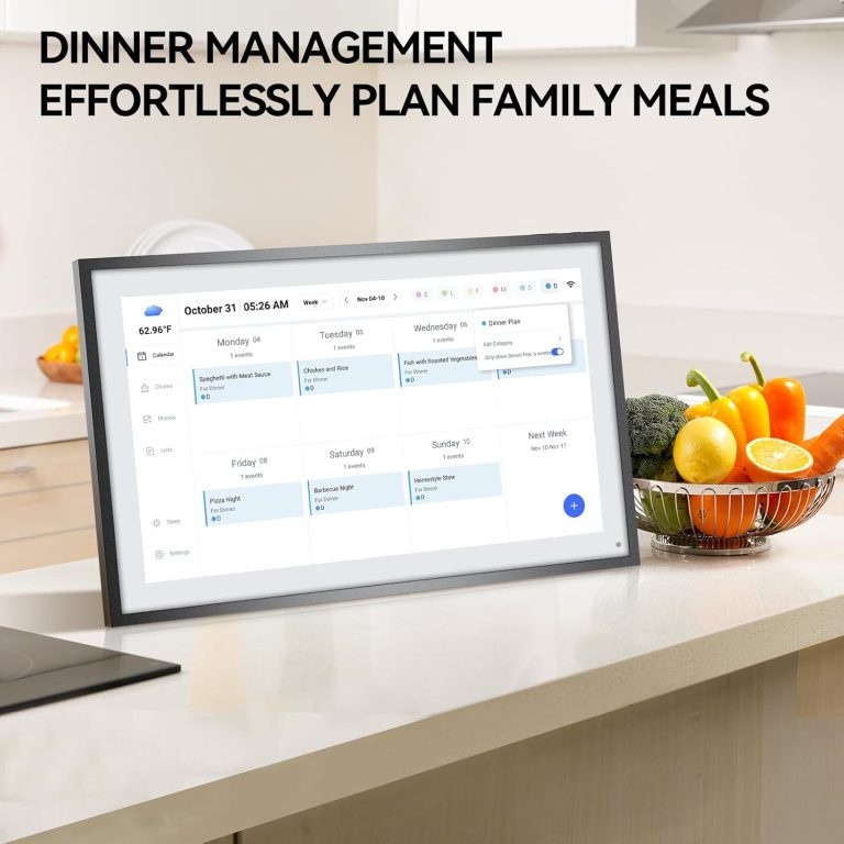 LOOFII 15.6 Inch Smart Digital Calendar Planner & Chore Chart, FUll HD Interactive Touchscreen Display for Family Scheduling, Wall Mountable – Streamline Household Organization (Black White)