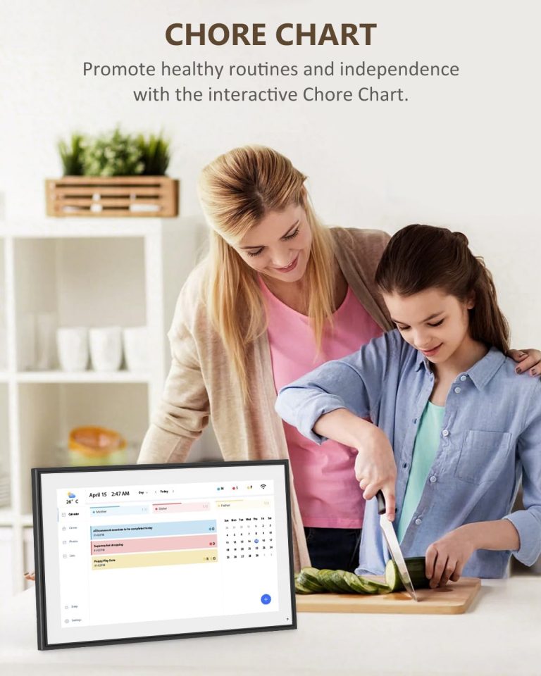 Canupdog Digital Calendar, 15.6inch Smart WiFi Digital Calendar&Chore Chart, 1920 * 1080 IPS Touch Screen HD Display for Family Schedules, Wall-Mounted, Share Moments Instantly from Anywhere