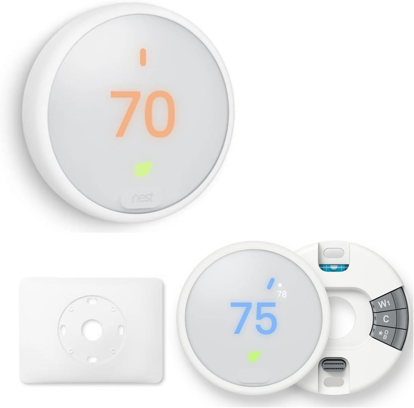 Google Nest Thermostat – Programmable Smart Learning Thermostat with Easy Installation and Trim Kit Bundle, White